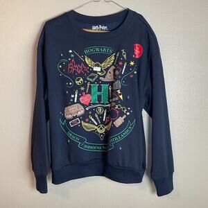 Harry Potter Crew Neck Sz Small Hogwarts Light Up Christmas Sweater Holiday Blue